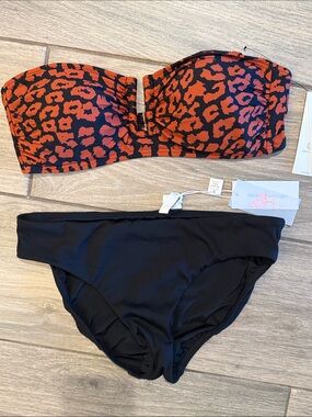 DKNY/Mimi Flamingo Bandeau Bikini Set Sz M/6 NWT